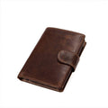 Top Grade Genuine Leather Solid Color Bifold Hasp Wallet