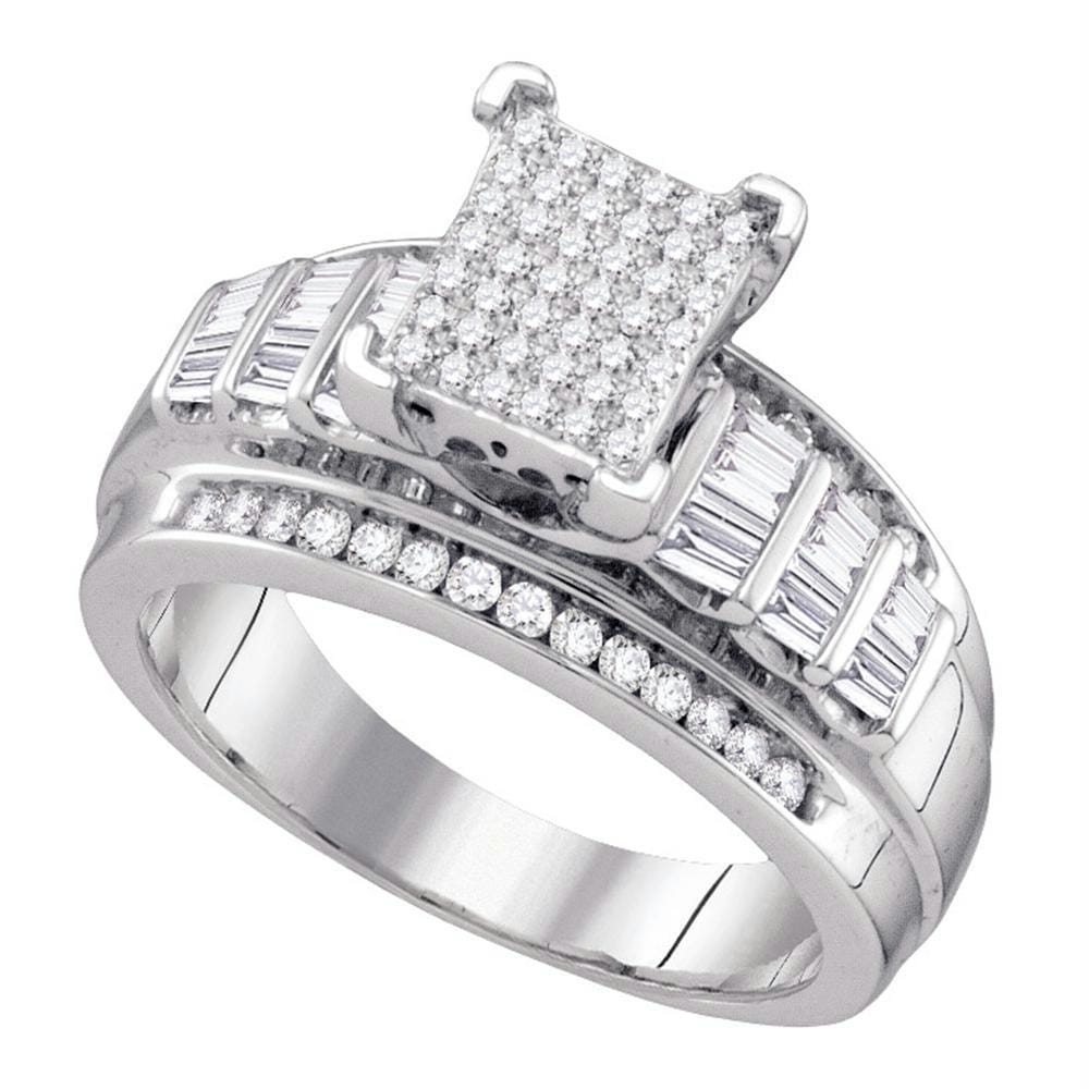 Sterling Silver Women's Round Diamond Cluster Bridal Wedding Engagement Ring 5/8 Cttw