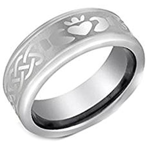 Tungsten Wedding Ring White Tungsten Carbide Mo Anam Cara Irish 