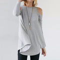 Women Flared Tunic Top With Cold Shoulder Detailing-Gray-S-JadeMoghul Inc.