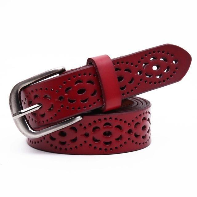 Belts For Women Cow Leather Belt With Cut Work Detailing