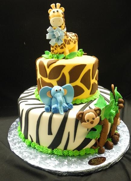 jungle baby shower cake