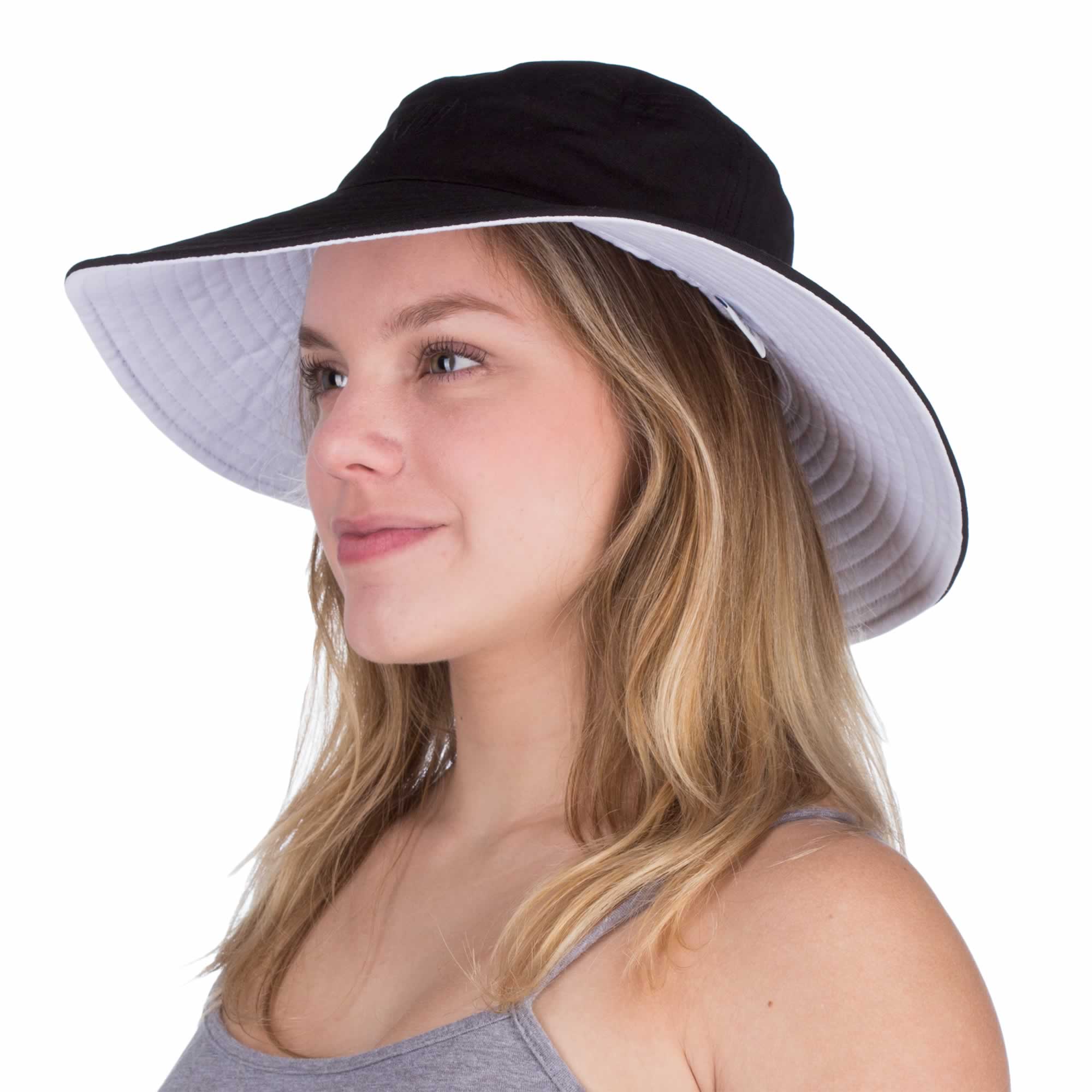 Womens Wide Brim Reversible Sun Hat Uv Blocker