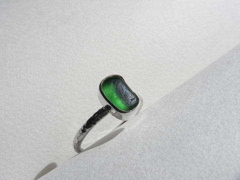 Sprite Green sea glass engagement ring