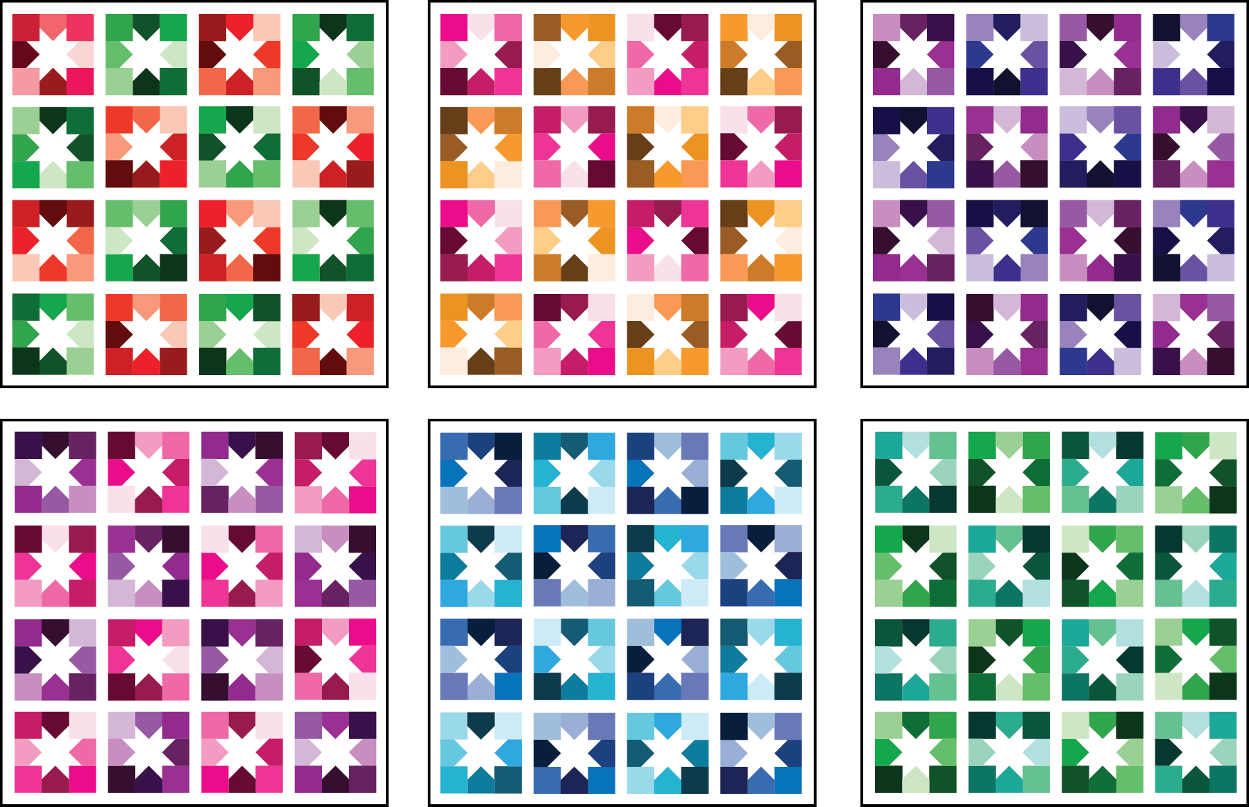 Joyful Stars quilt mockups by Sewfinity