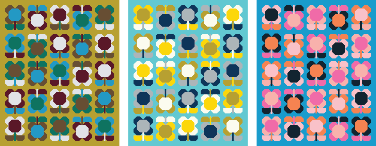 Folk Blooms Quilt in color mockups - Sewfinity.com