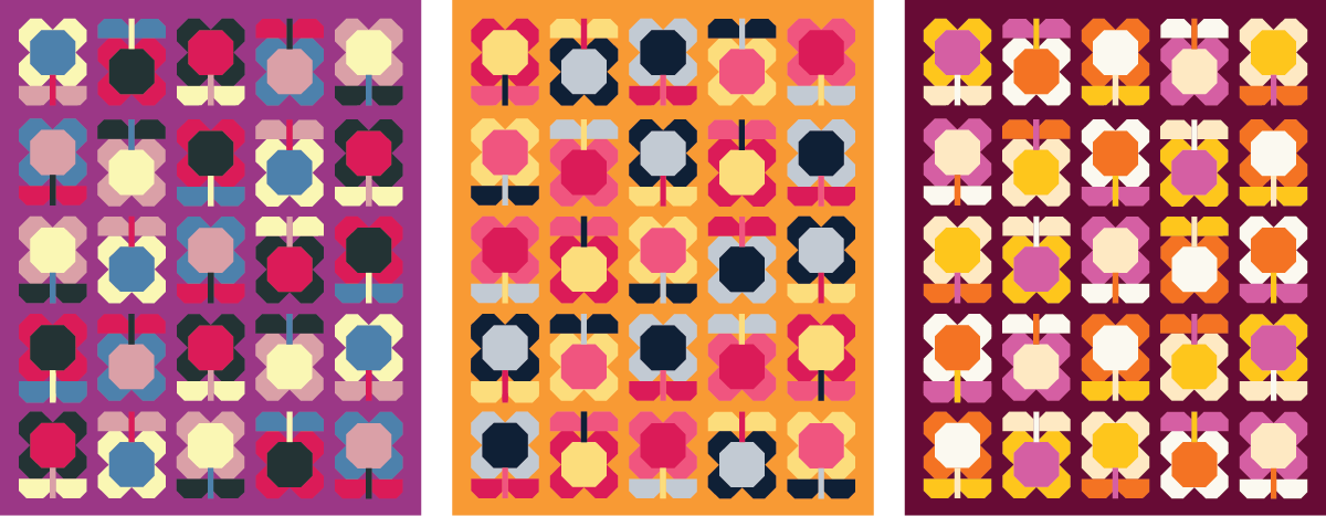 Folk Blooms Quilt in color mockups - Sewfinity.com