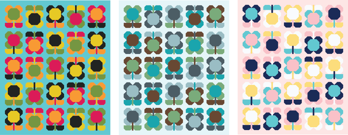 Folk Blooms Quilt in color mockups - Sewfinity.com
