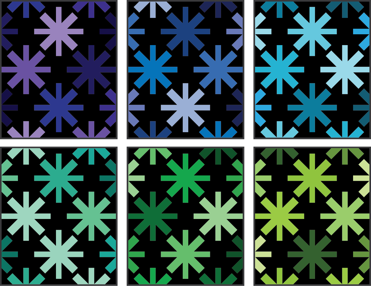 Asterisks Quilt Pattern by Modern Handcraft - cool color ideas by Sewfinity