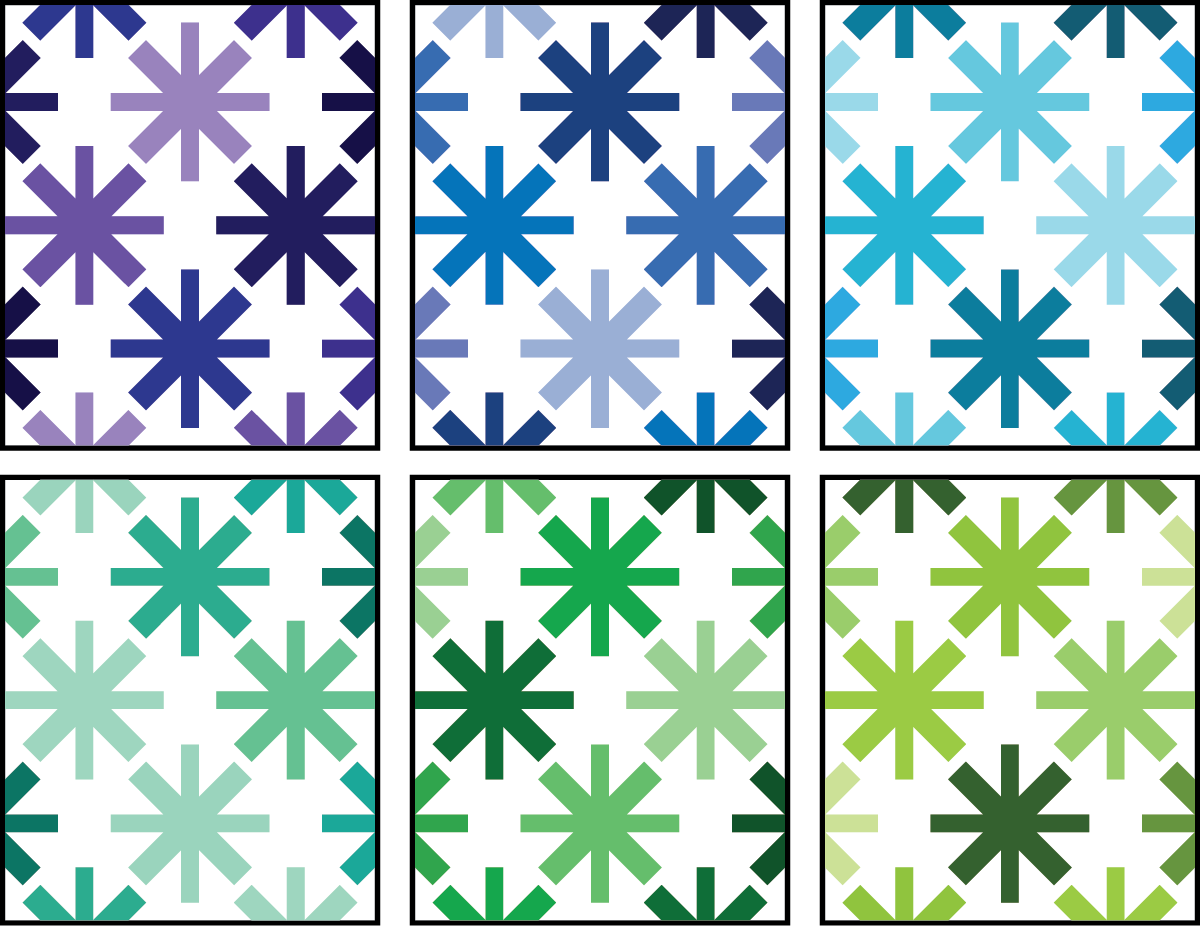 Asterisks Quilt Pattern by Modern Handcraft - cool color ideas by Sewfinity