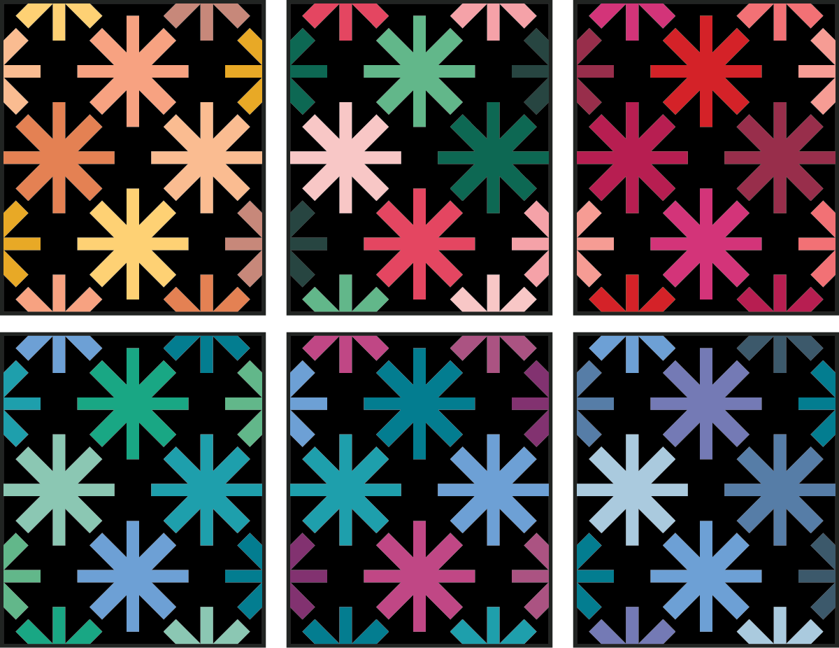Asterisks Quilt Pattern by Modern Handcraft - color ideas by Sewfinity