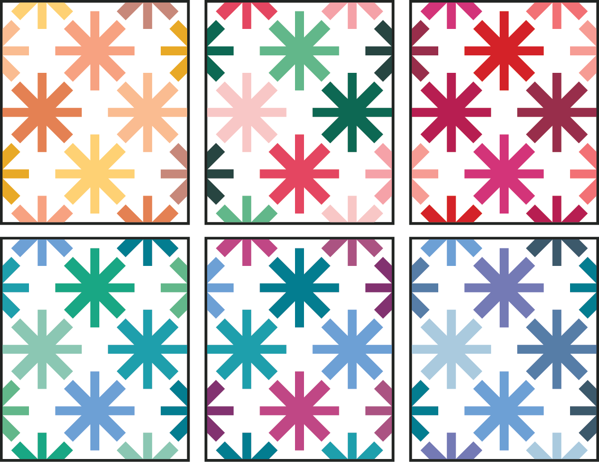 Asterisks Quilt Pattern by Modern Handcraft - color ideas by Sewfinity