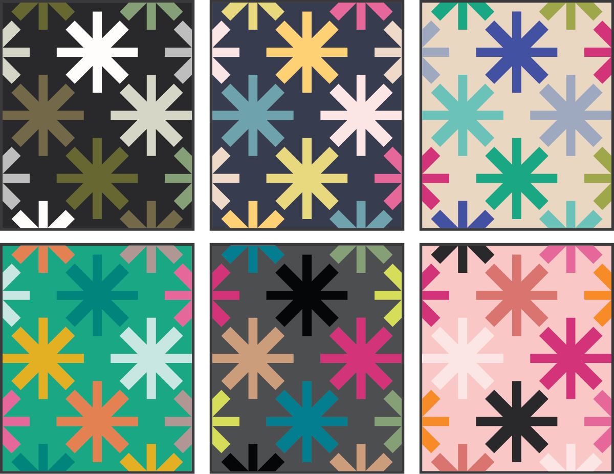 Asterisks Quilt Pattern by Modern Handcraft - color ideas by Sewfinity