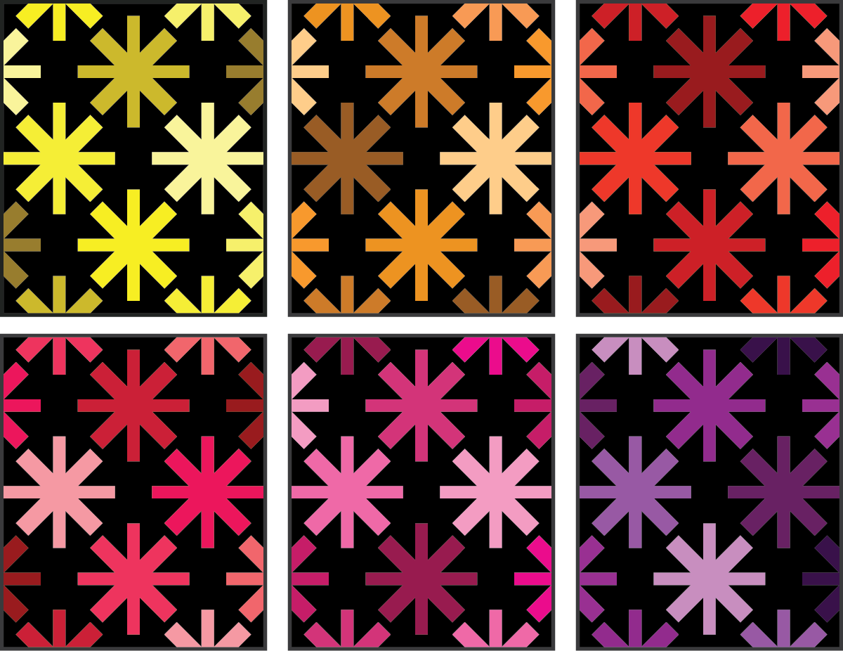 Asterisks Quilt Pattern by Modern Handcraft - warm color ideas by Sewfinity