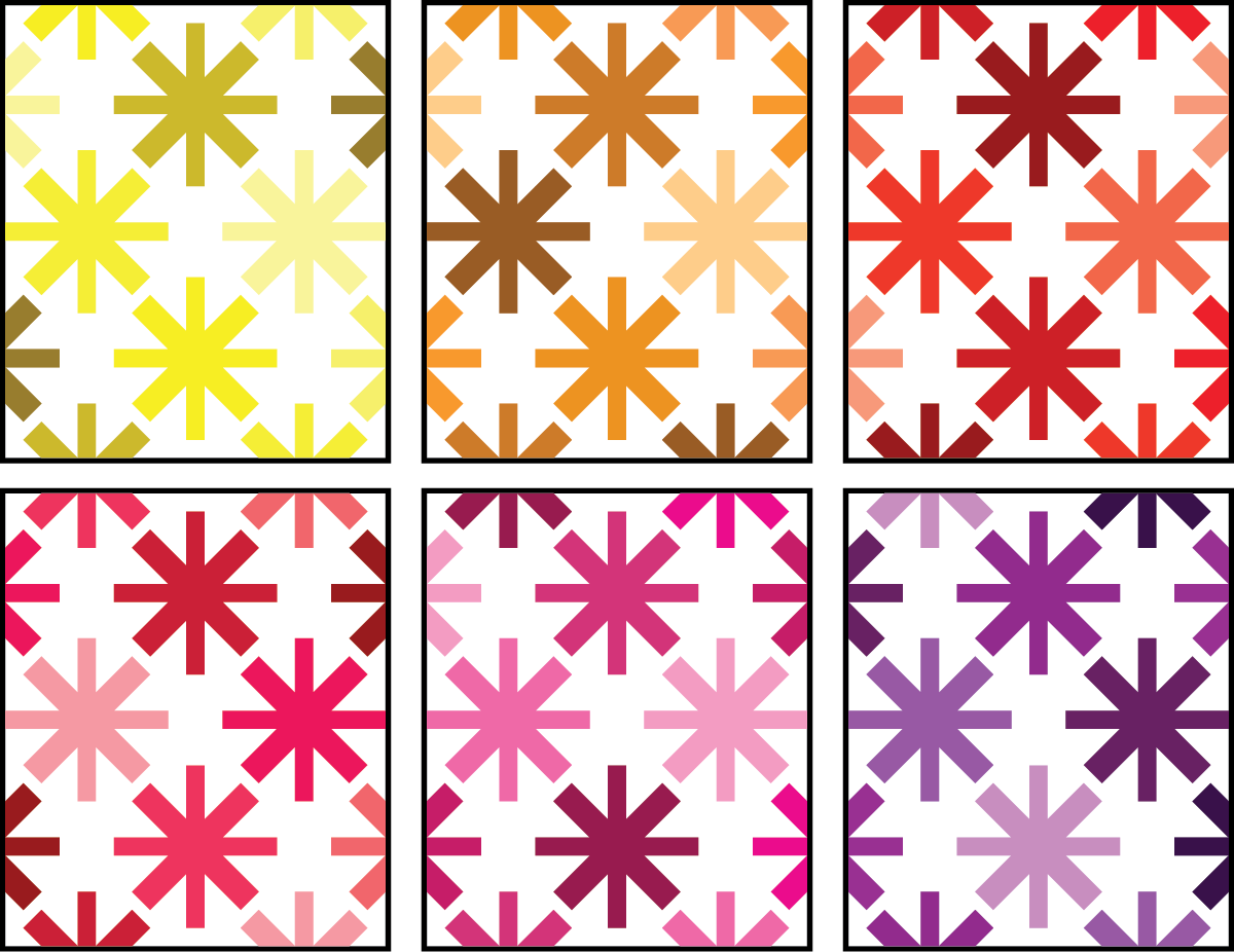 Asterisks Quilt Pattern by Modern Handcraft - warm color ideas by Sewfinity