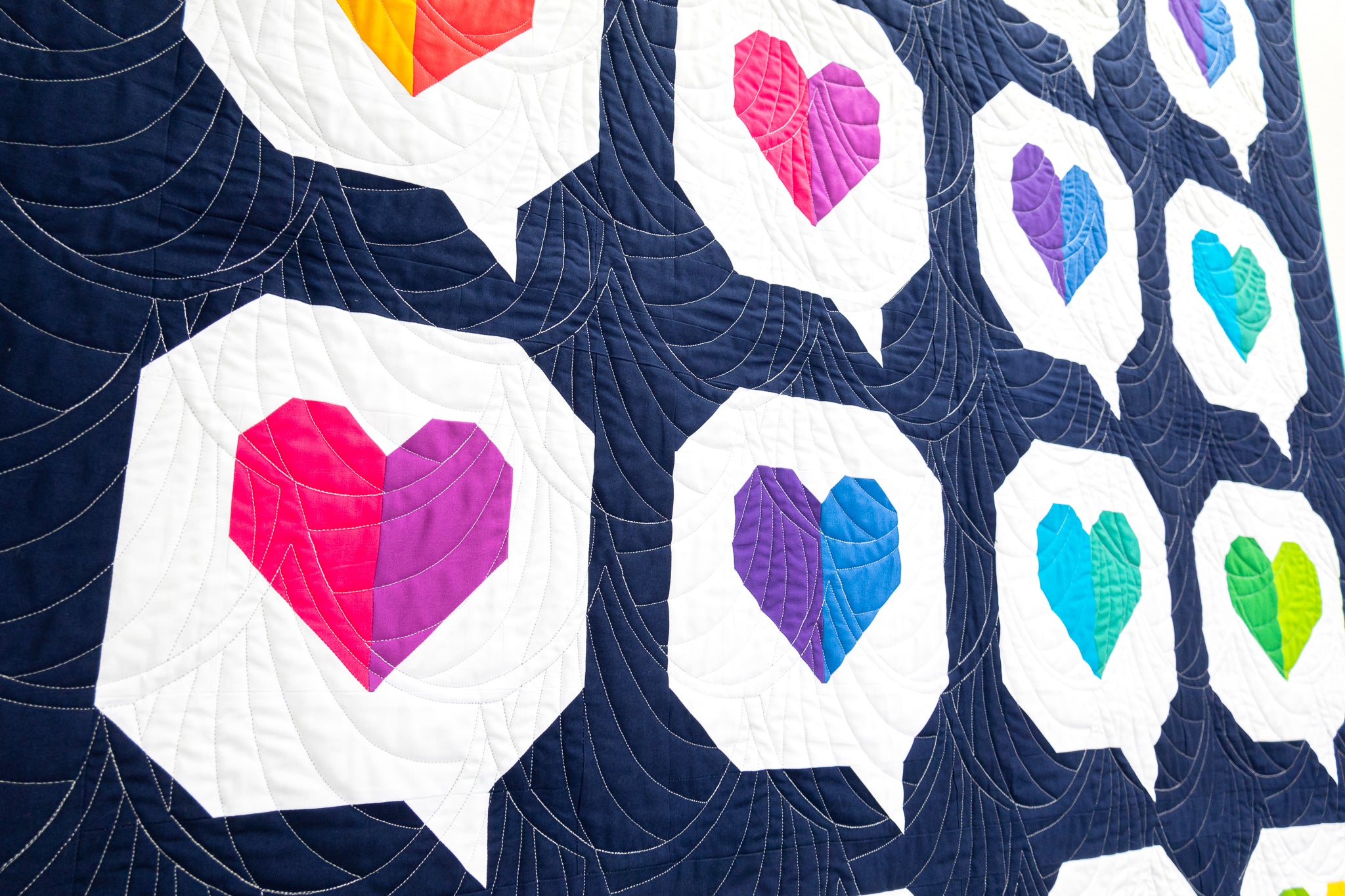 I Heart You quilt in rainbow solids - Sewfinity