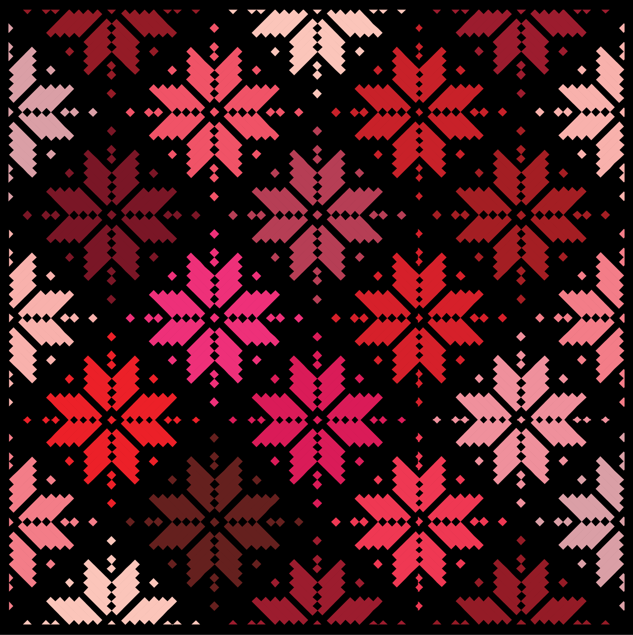 Knitted Star quilt mockup in red and magenta and black - Sewfinity