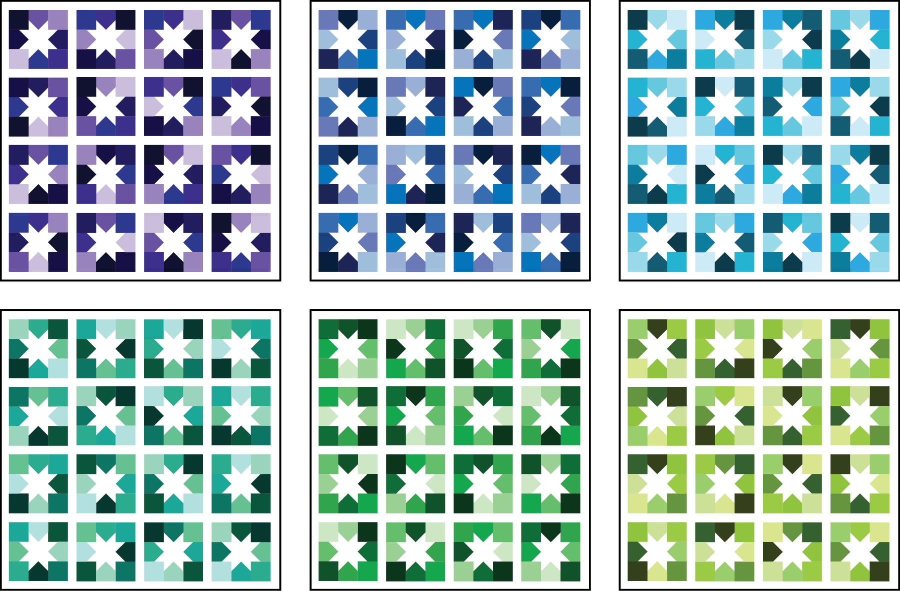 Joyful Stars quilt mockups by Sewfinity