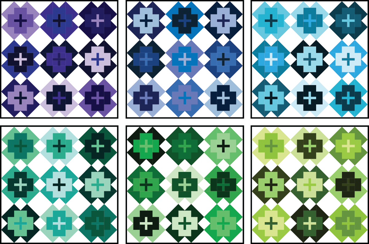 Nightingale Quilt in cool colors on a light background - Sewfinity.com