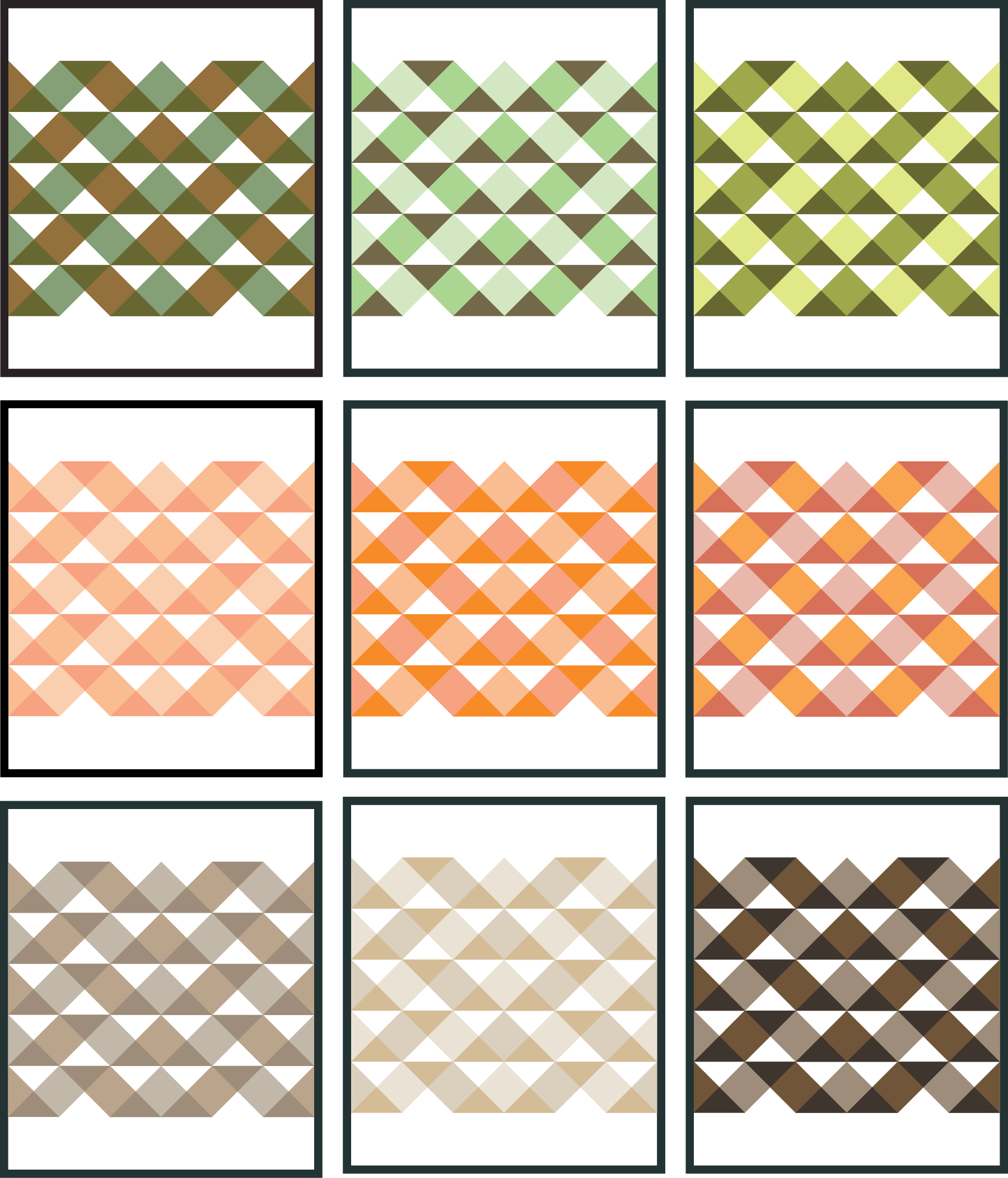 Sea Breeze quilt mockups with PURE Solids by Sewfinity