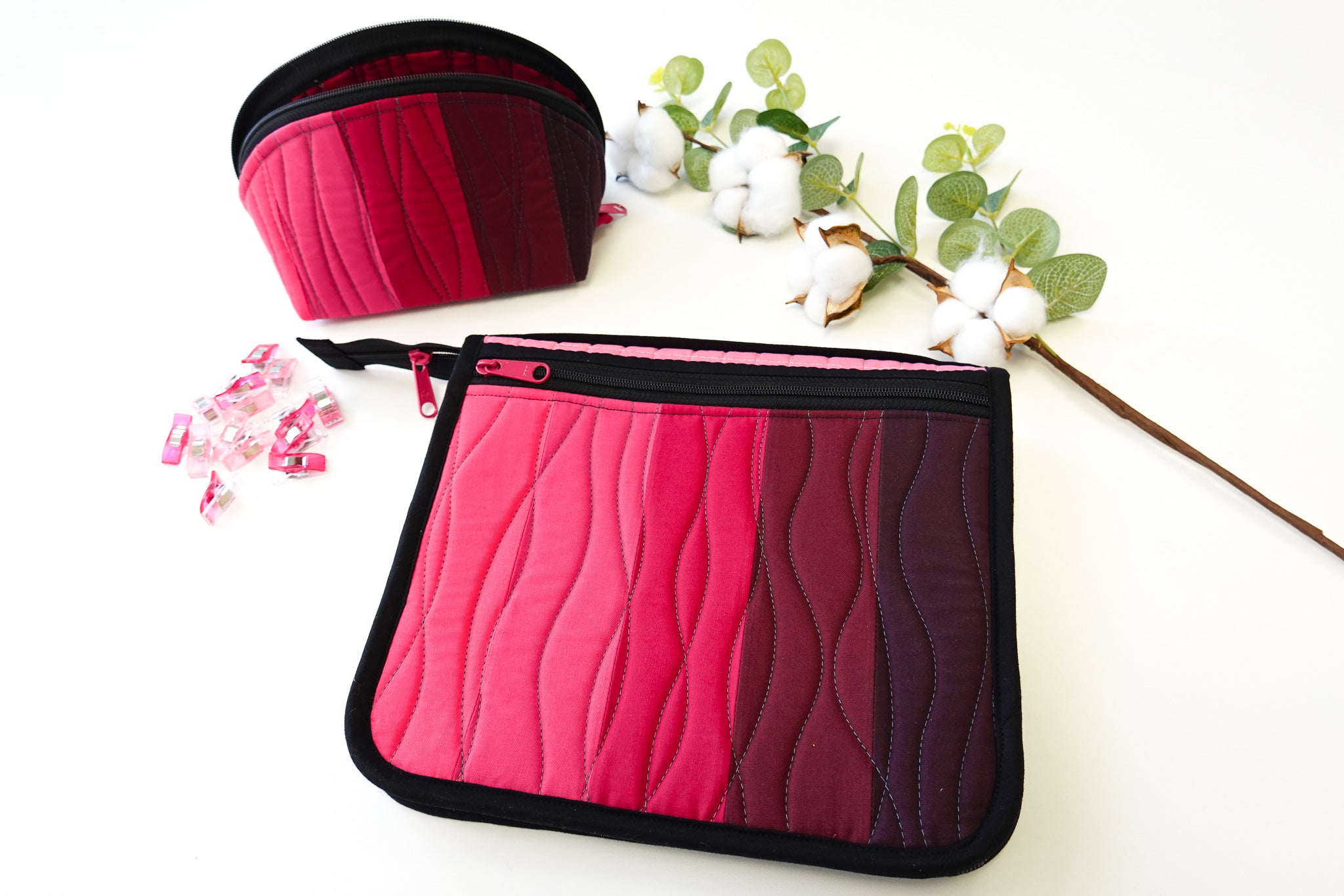 SewPINK: Awareness Ribbon Zip It Up Organizer and matching Clam Up Pouch by Sewfinity