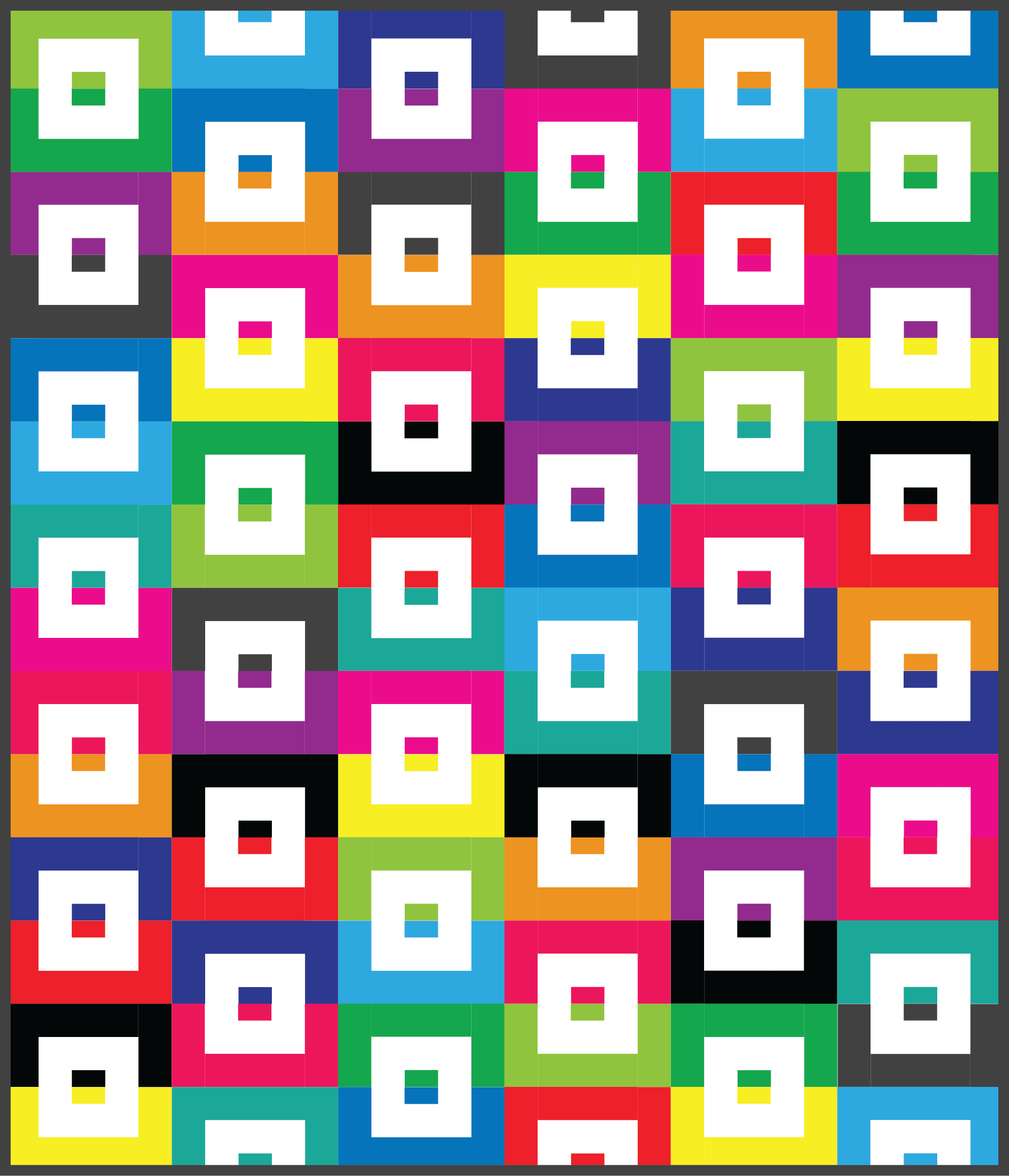 Weekend Vibes Quilt Pattern in Kona rainbow bundle - Sewfinity