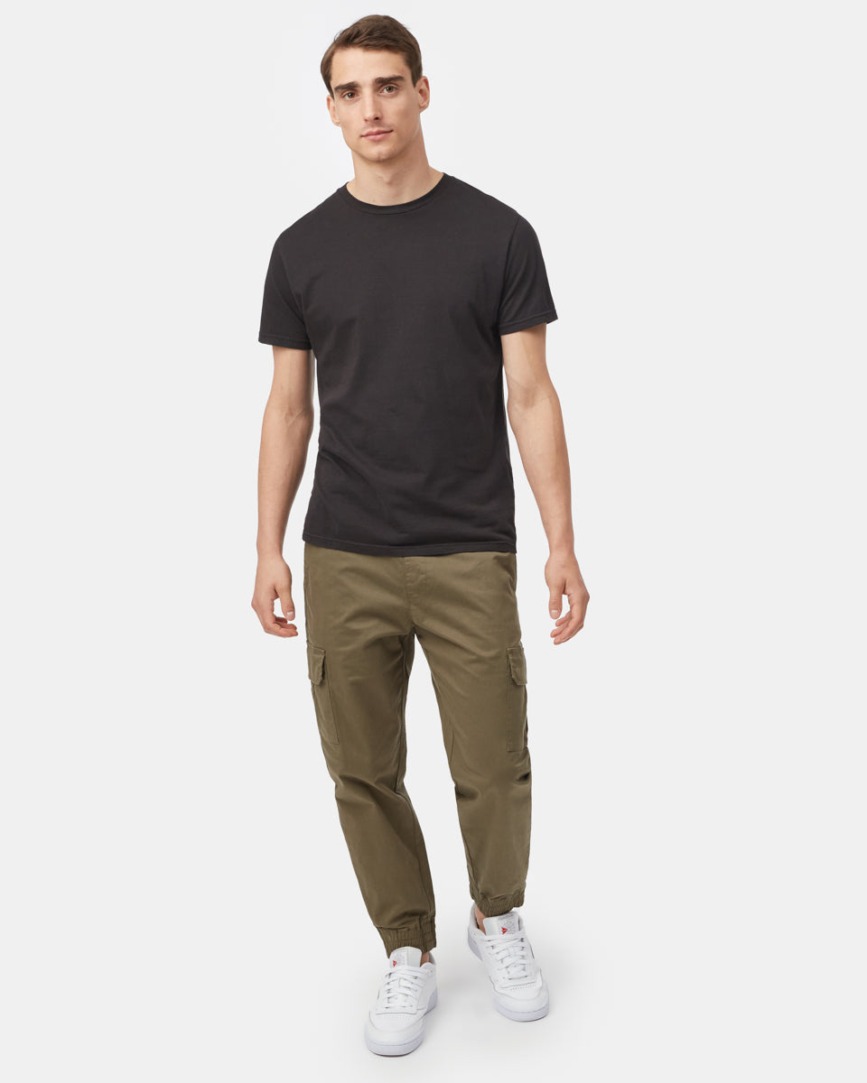 Men's Green Stretch-Cotton Twill Cargo Trousers