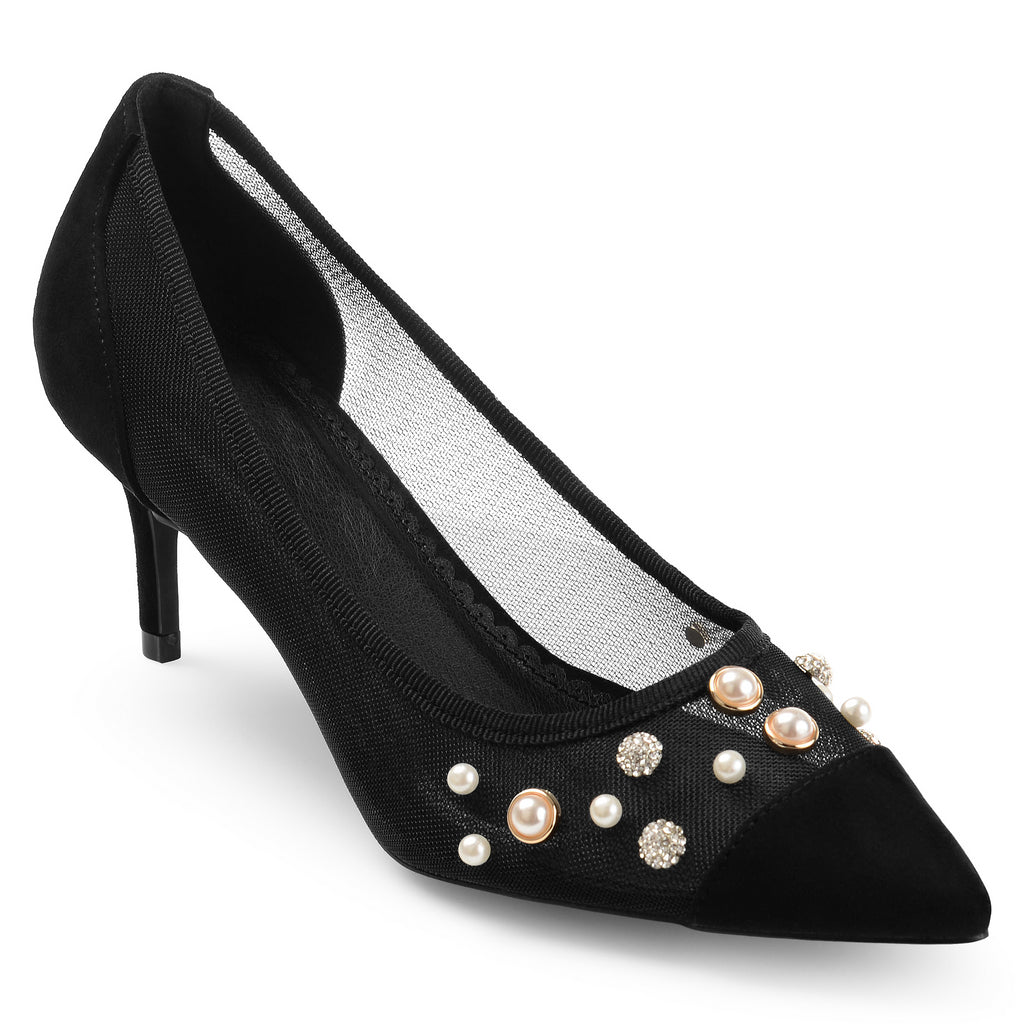 Pearl Mesh Kitten Heel – Journey + Crew