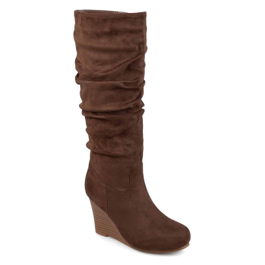 faux suede wedge boots