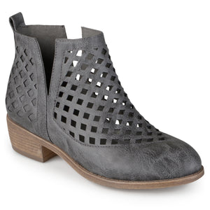 laser cut booties low heel