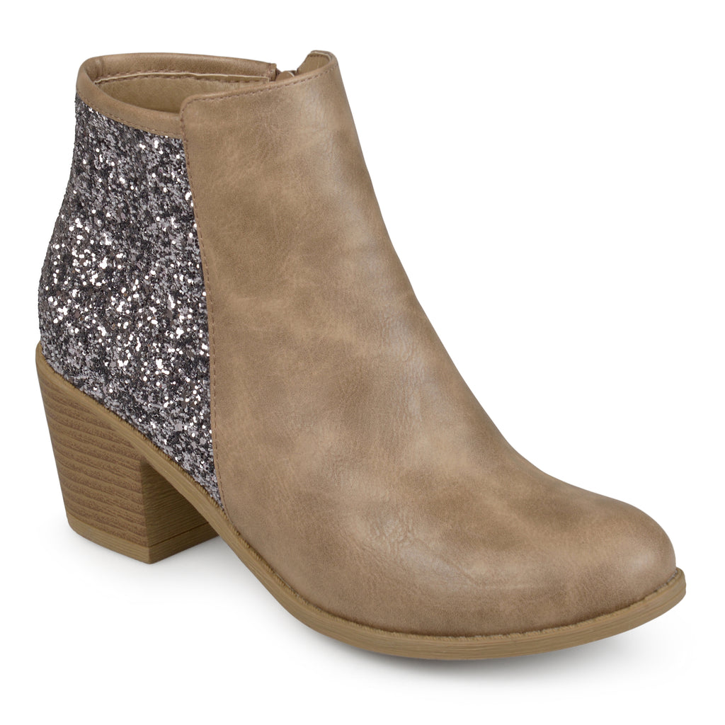 glitter heel booties