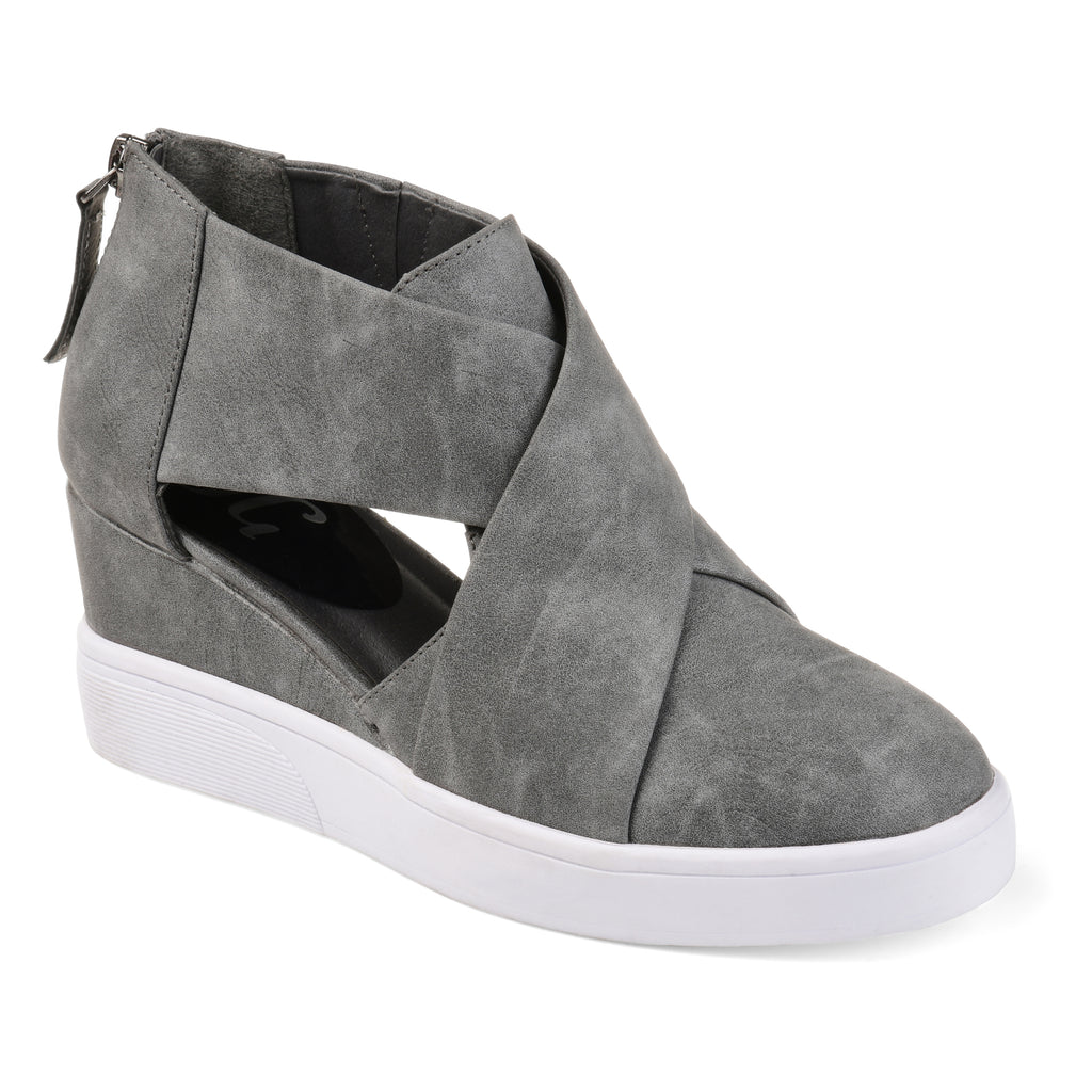 criss cross cut out wedge sneakers