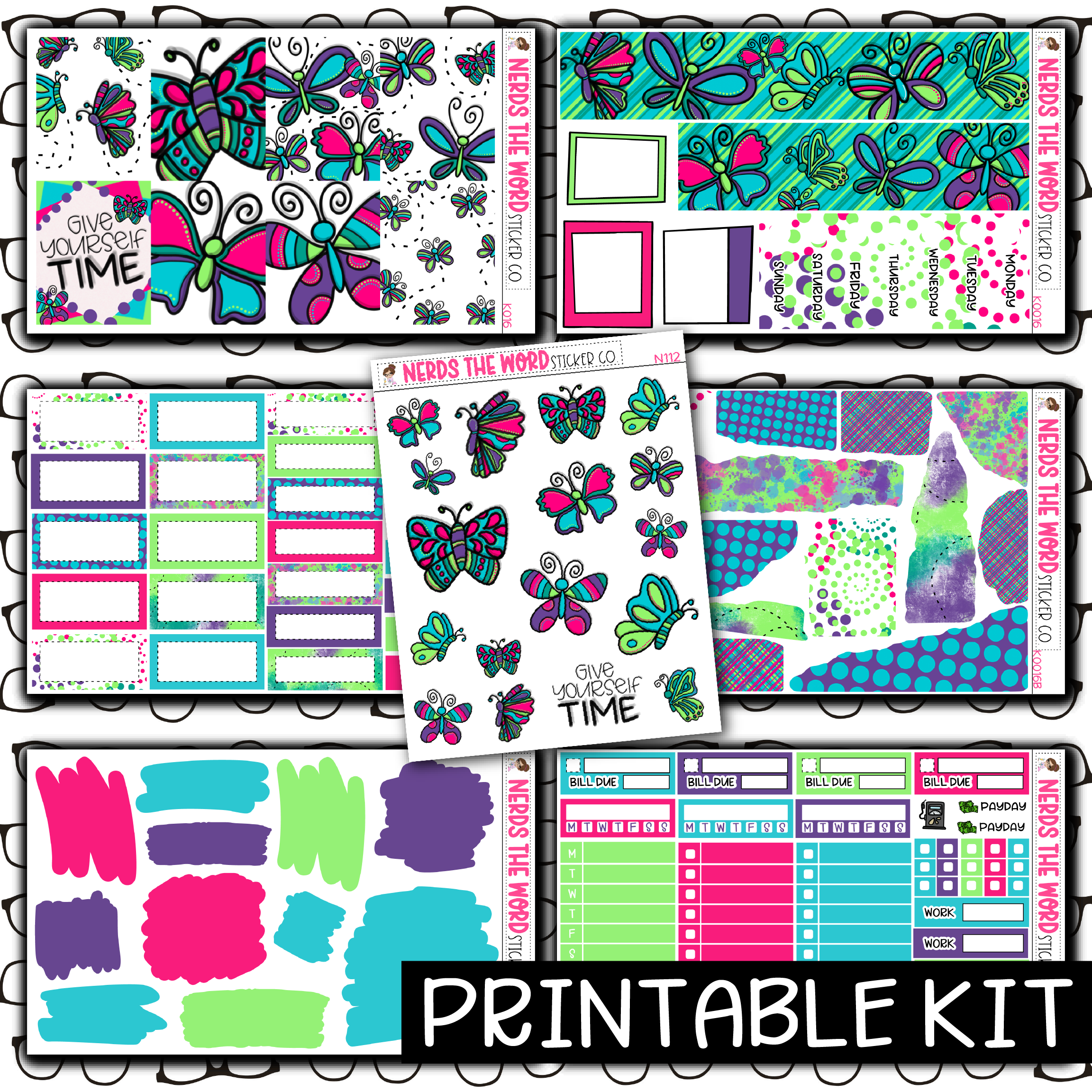 PRINTABLE - Give Yourself Time Monthly, Weekly and or Journaling Sticker Kit