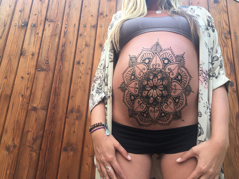 Blue Lotus Henna  100 Natural Belly Henna Body Art Temporary Tattoo DIY  Kit for PregnancyMaternity