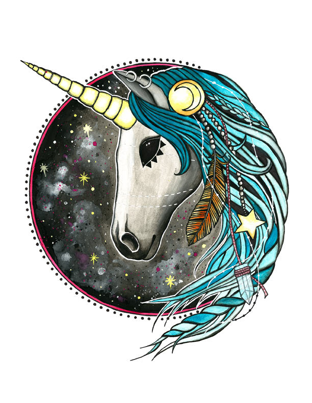 unicorn warrior art print organic usa made eco friendly