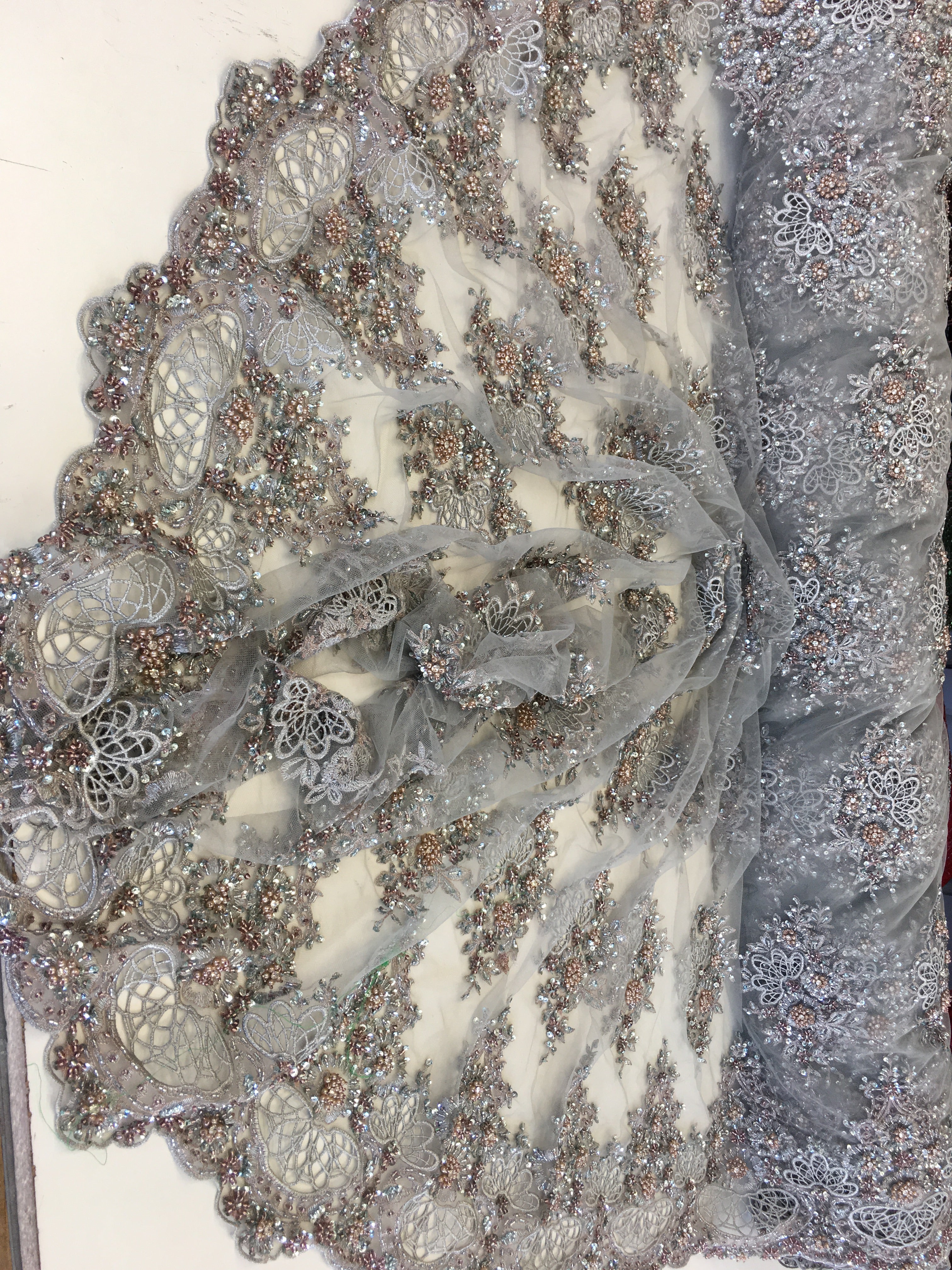 gray lace fabric