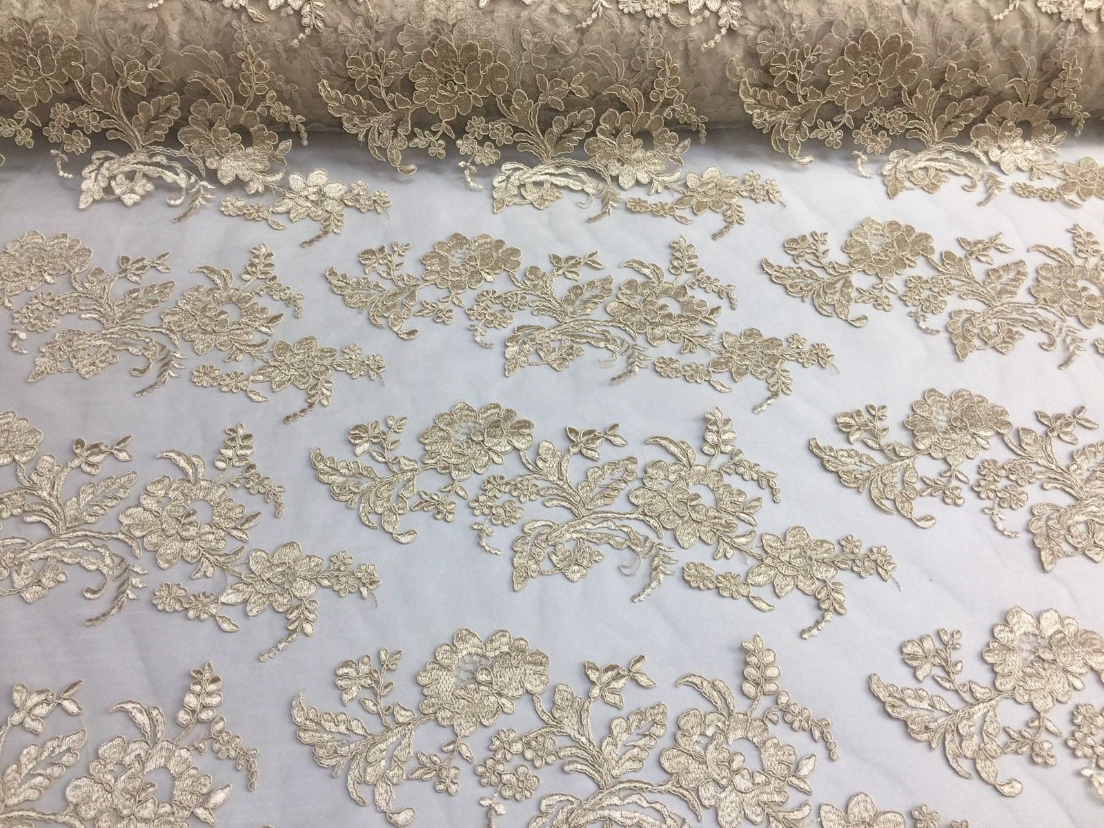 champagne lace fabric by the yard