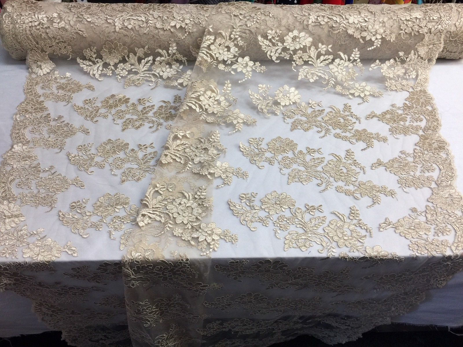 champagne bridal lace fabric