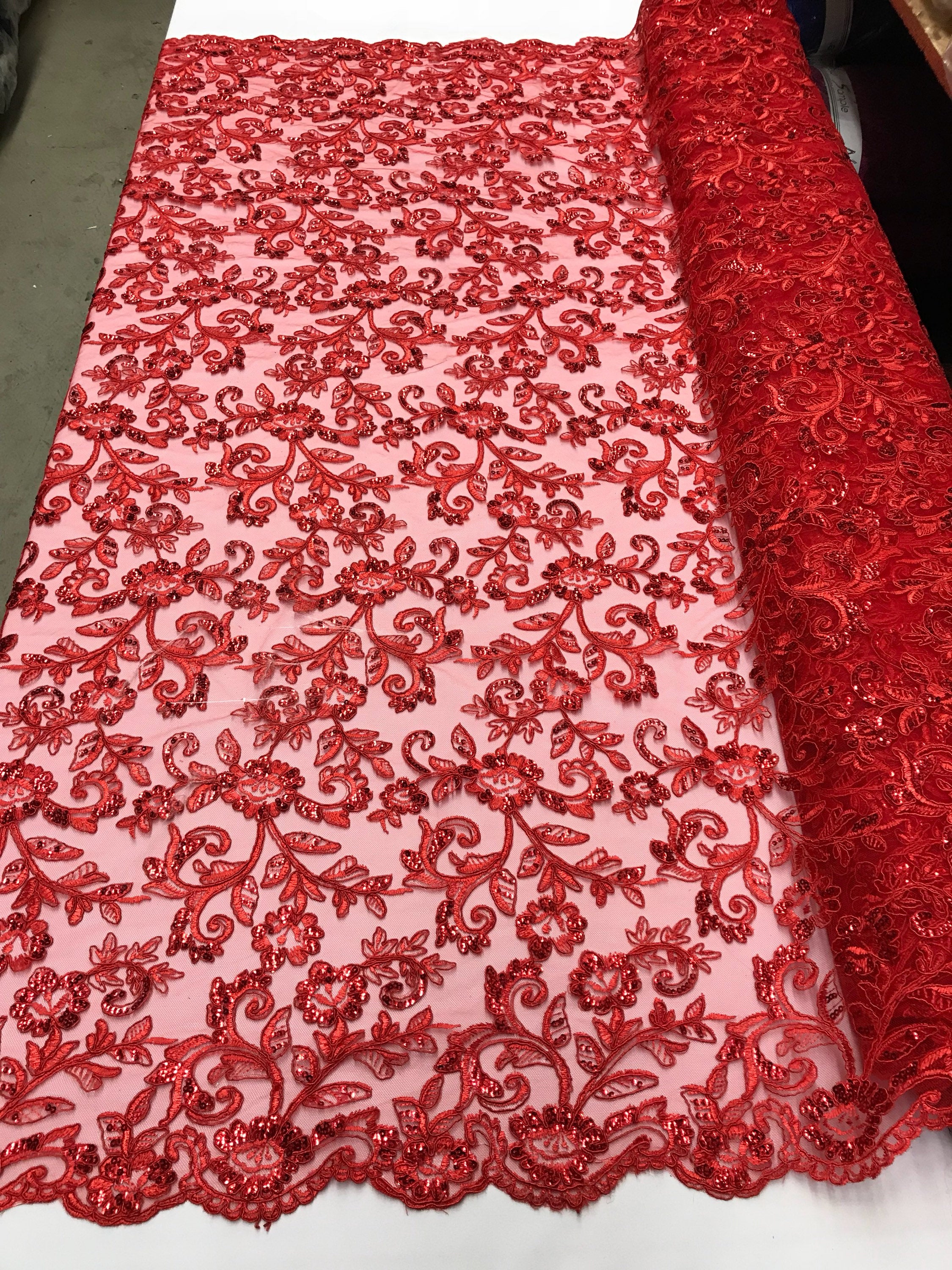 red lace fabric by the yard