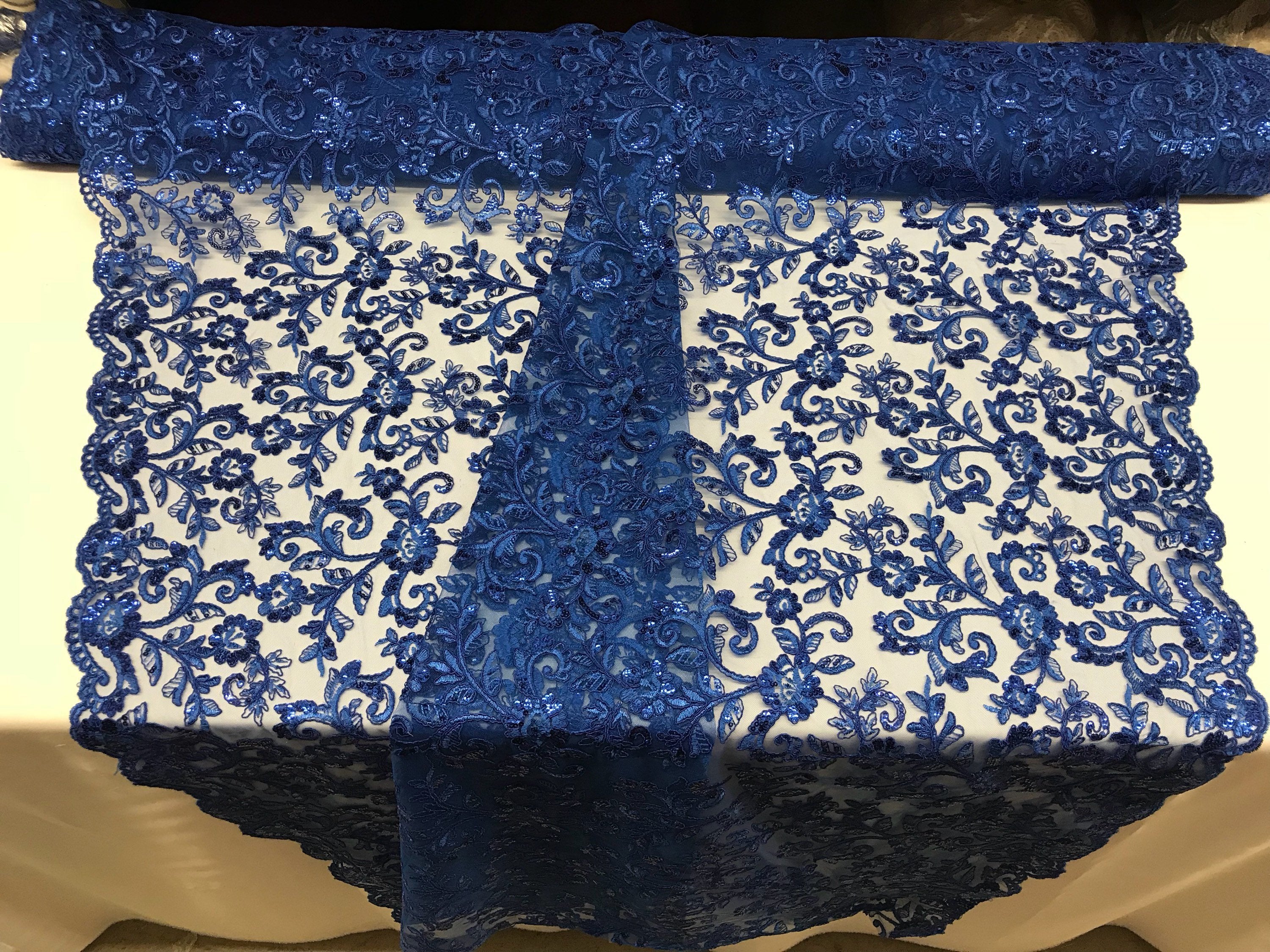 royal blue lace material