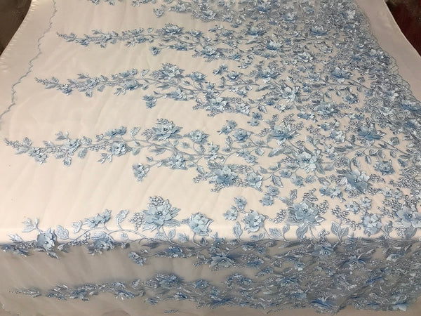 Light Blue Embroidered Lace - Kirsty