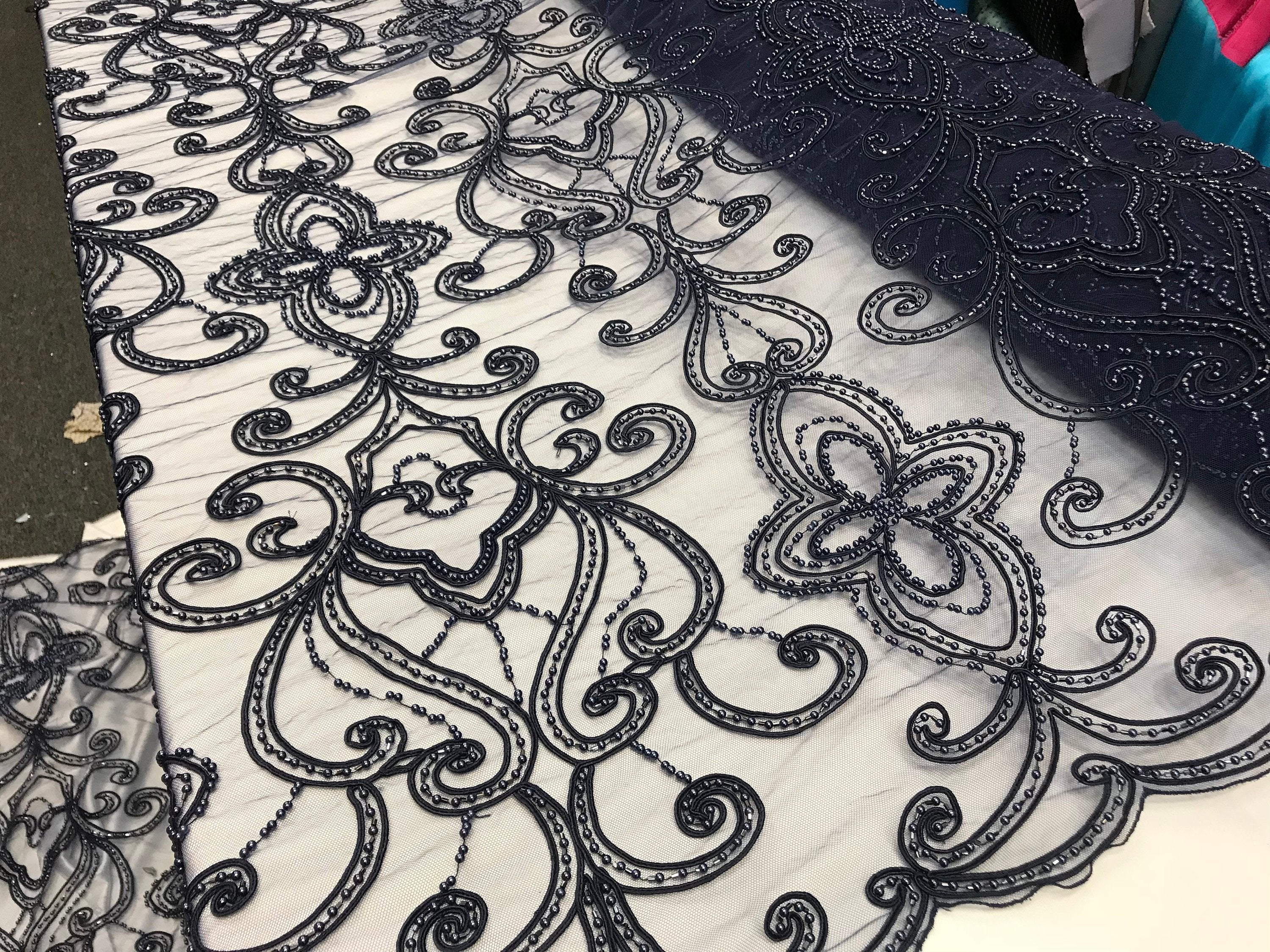 navy blue lace by the yard