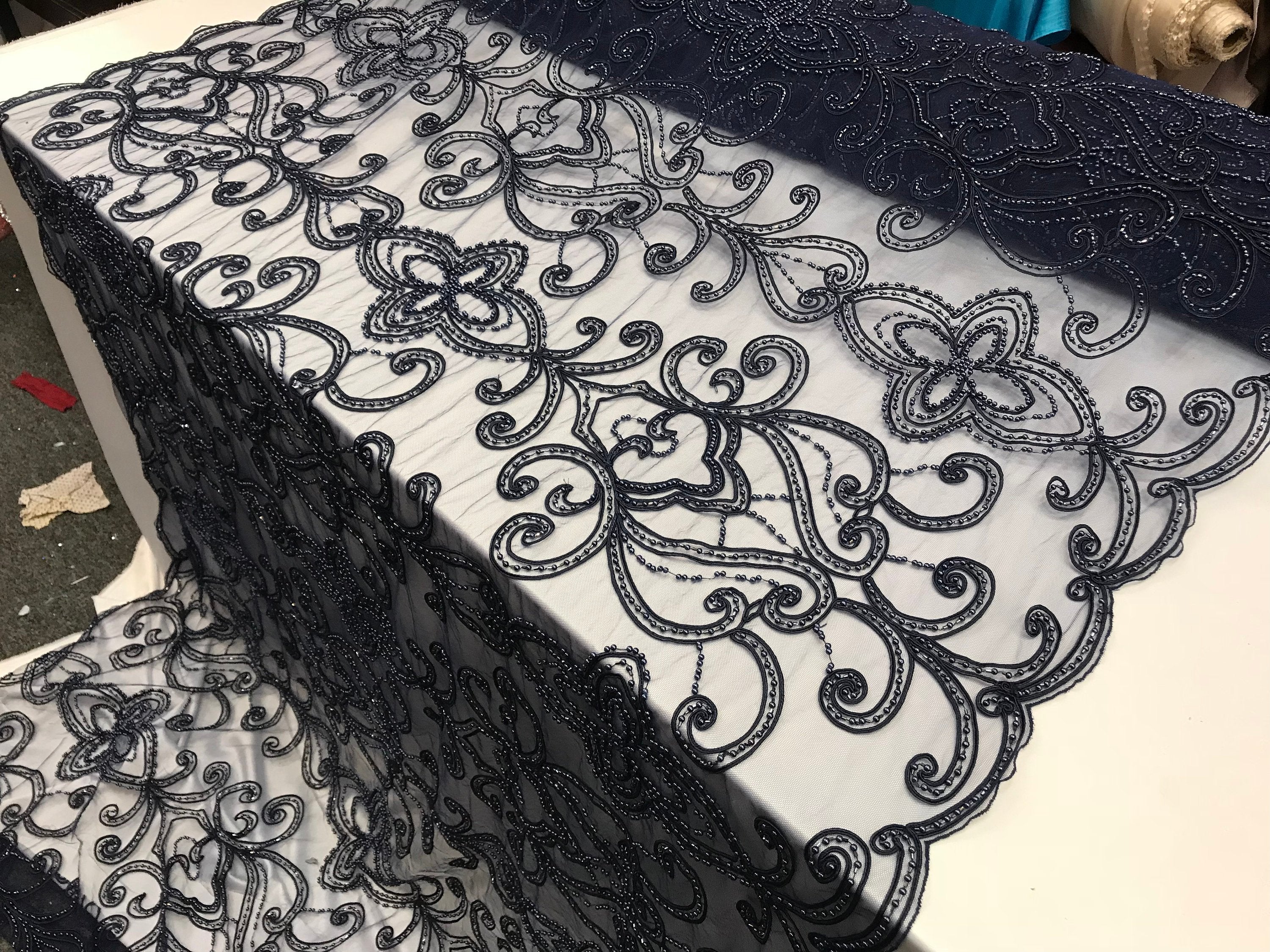 navy blue lace by the yard