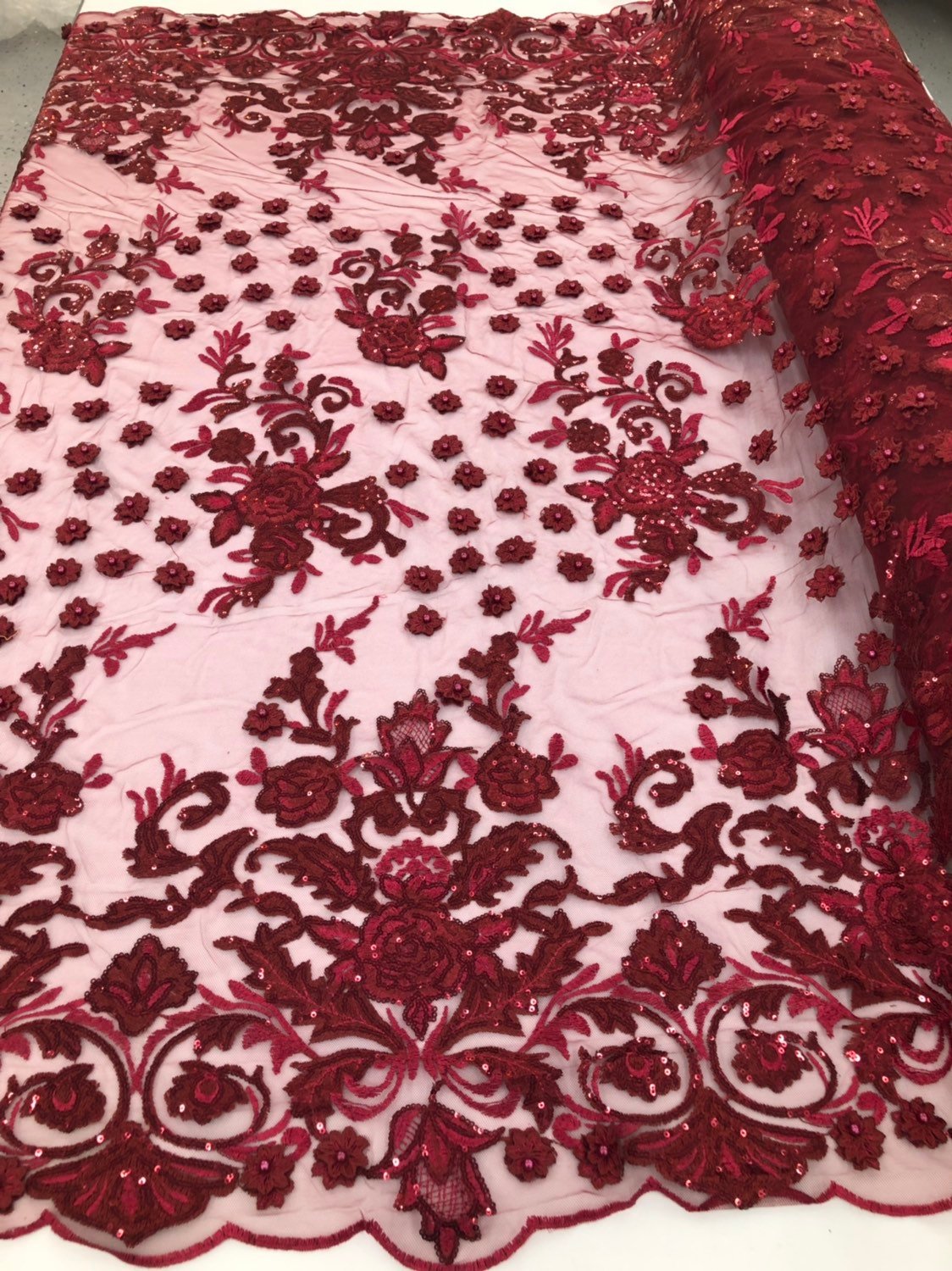 burgundy lace fabric