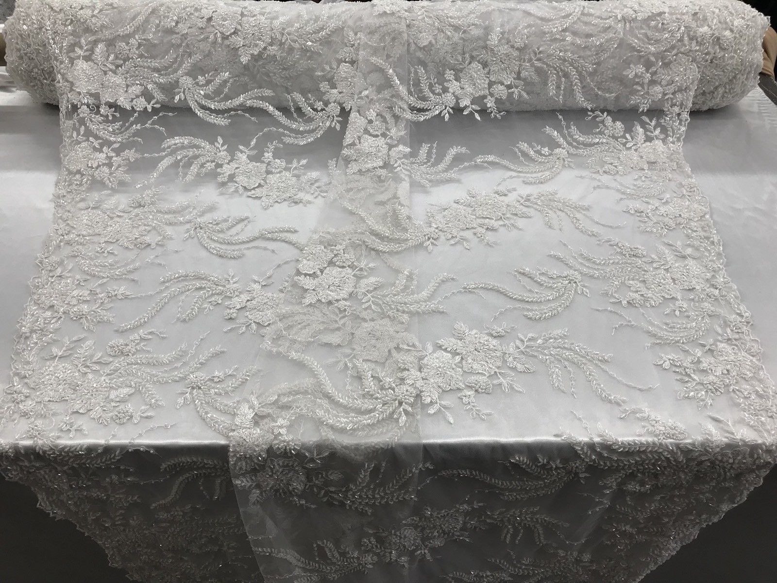 beaded lace fabric by the yard