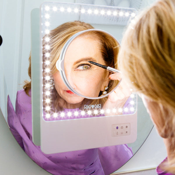 RIKI SKINNY makeup vanity mirror with suction cup and magnifying mirror attachment