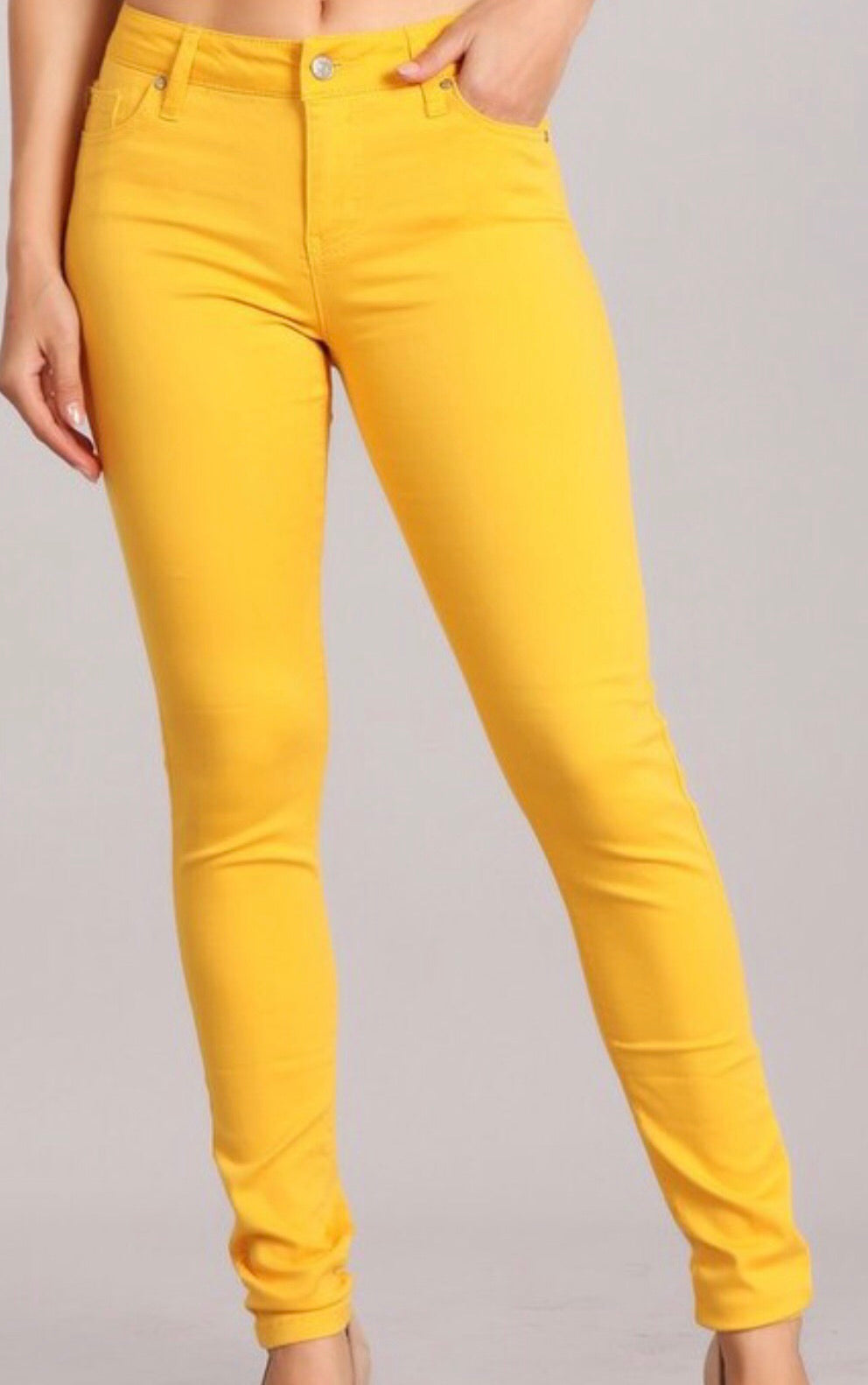 yellow skinny jeans