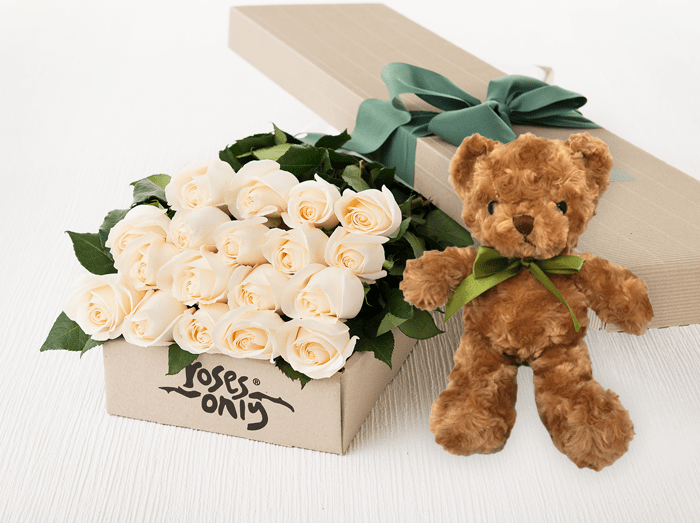 white teddy bear images with roses