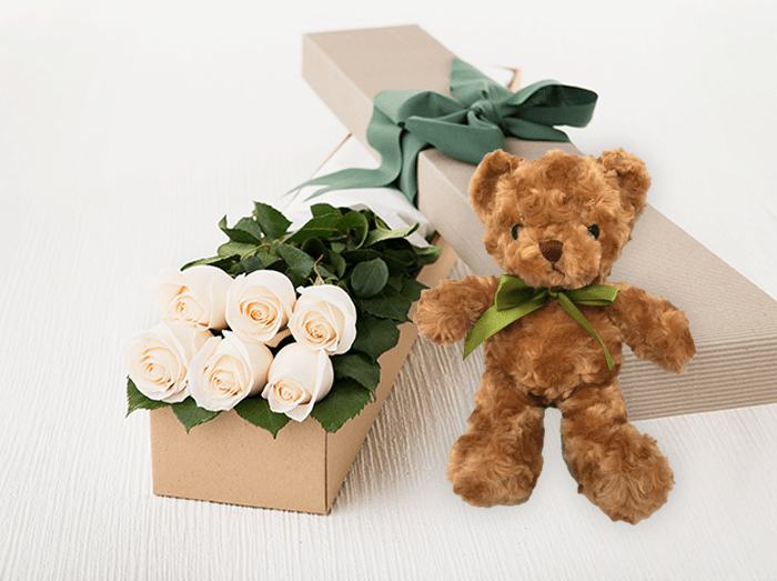 white teddy bear images with roses