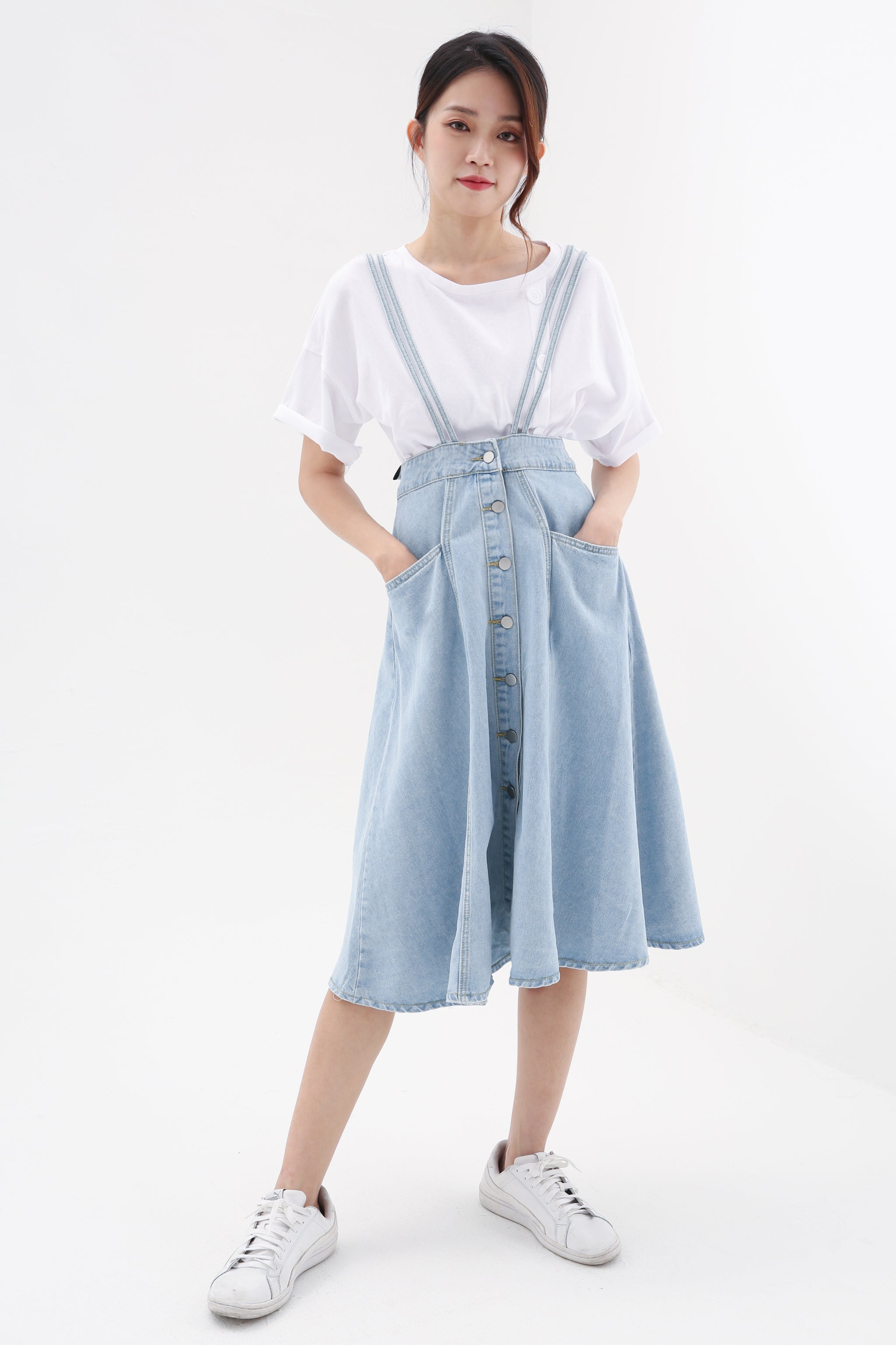 denim skirt suspenders